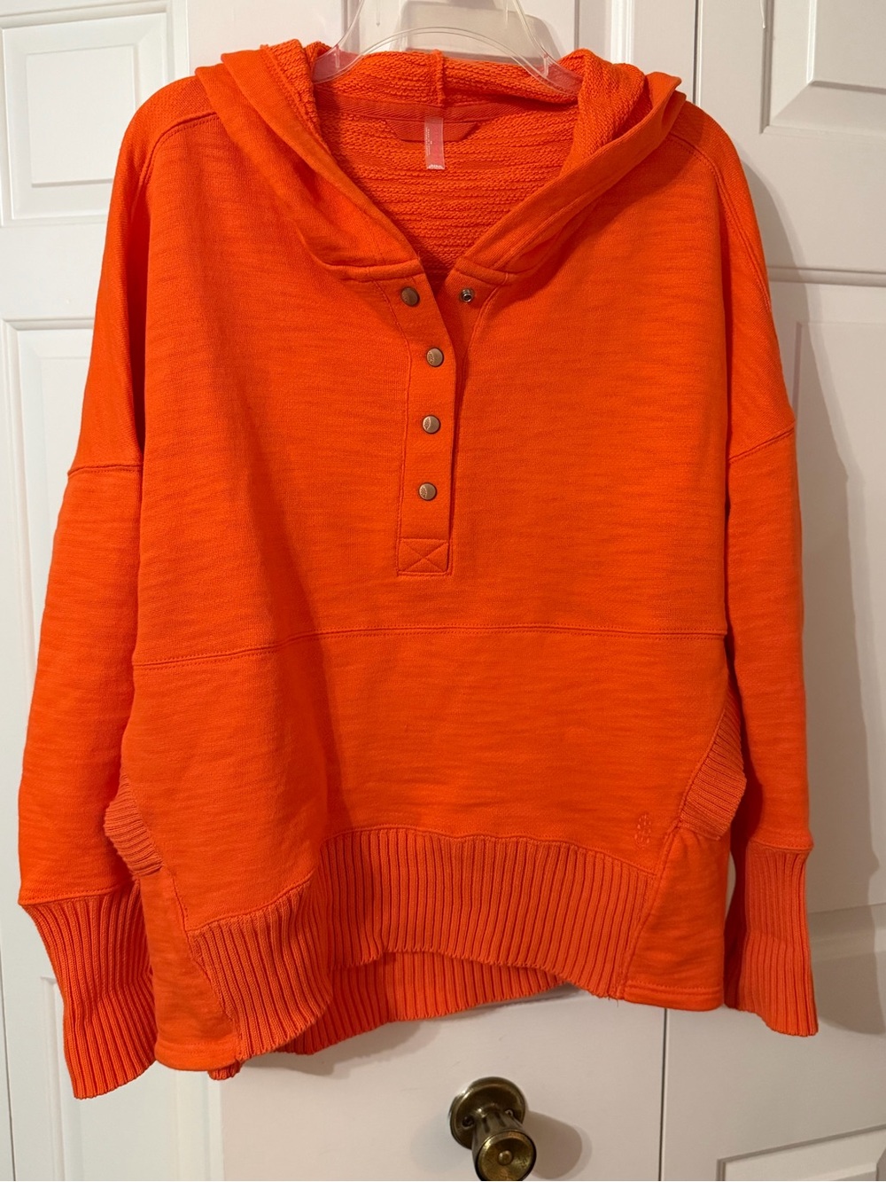 Free People Bright Orange Hooded Honey Dove Pullover